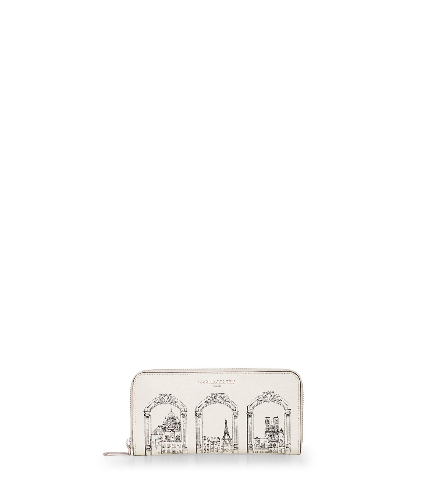 Karl Lagerfeld Paris | Women's Paris Scene Small Zip Around Wallet | White/Black/Red