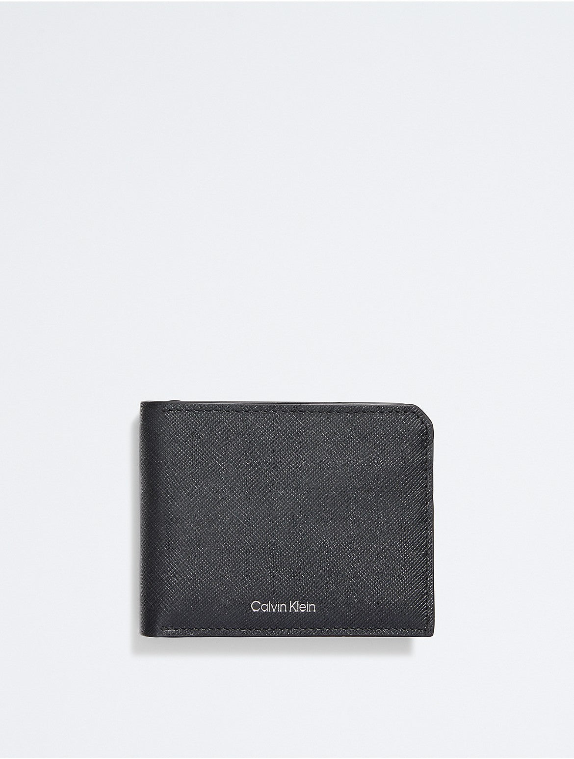 Calvin Klein Portefeuille à deux volets en cuir Saffiano pour homme - Noir