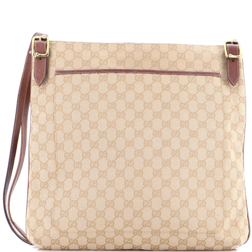 GUCCI Vintage Belted Flat Messenger GG Canvas Large