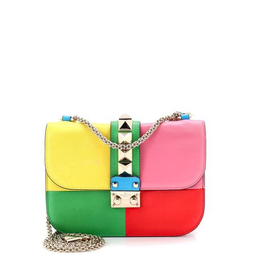 VALENTINO GARAVANI 1973 Glam Lock Shoulder Bag Striped Leather Mini