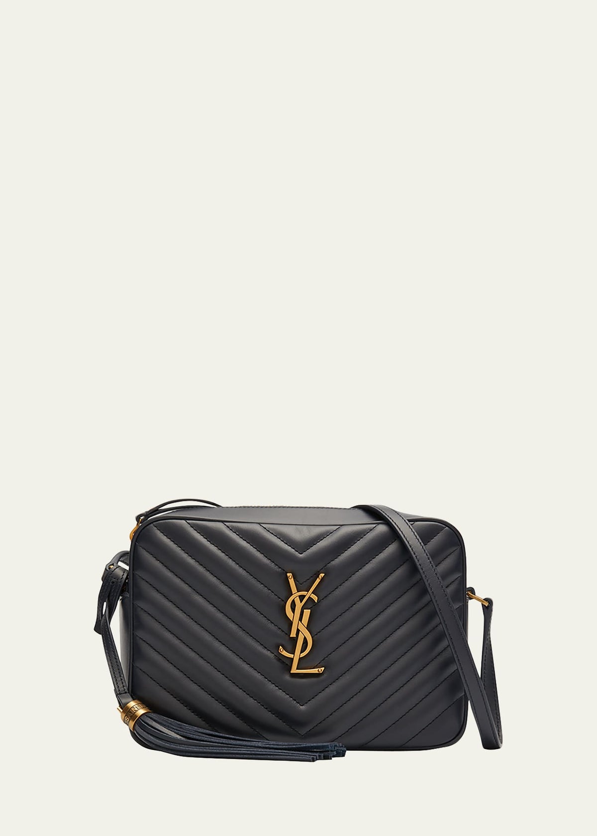Saint Laurent Lou Medium YSL Camera Bag with Pocket and Tassel in Quilted Leather