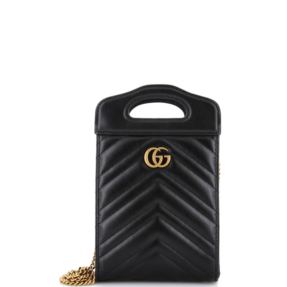 GUCCI GG Marmont Umwandelbare Tote mit Kette und Henkel, Matelassé-Leder, Mini