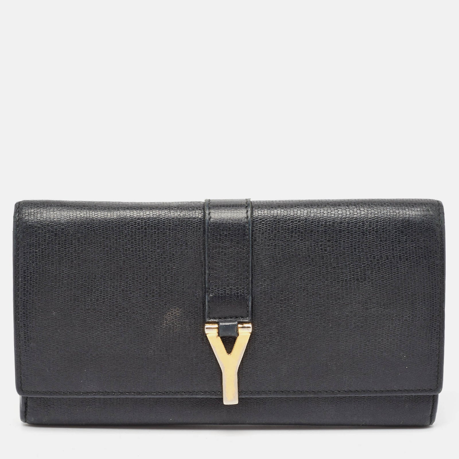 Saint Laurent Paris Saint Laurent Black Leather Classic Y Flap Continental Wallet