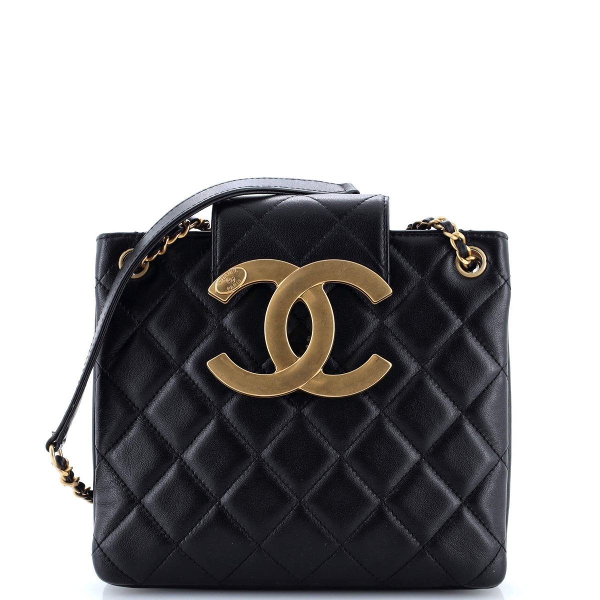 Chanel CHANEL Giant CC Chain Shoulder Bag Quilted Lambskin Small