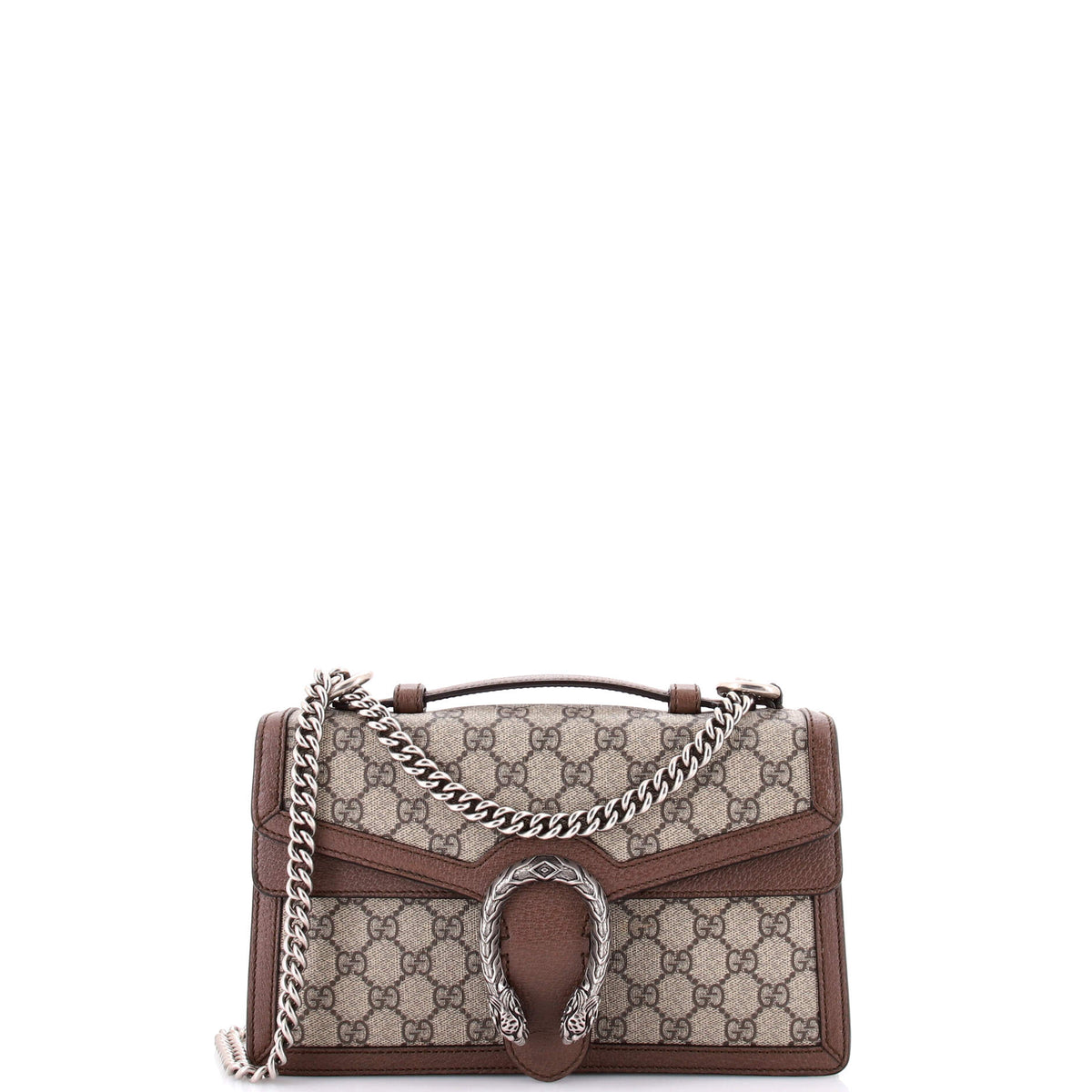 Gucci GUCCI Dionysus Top Handle Chain Bag GG Coated Canvas Small