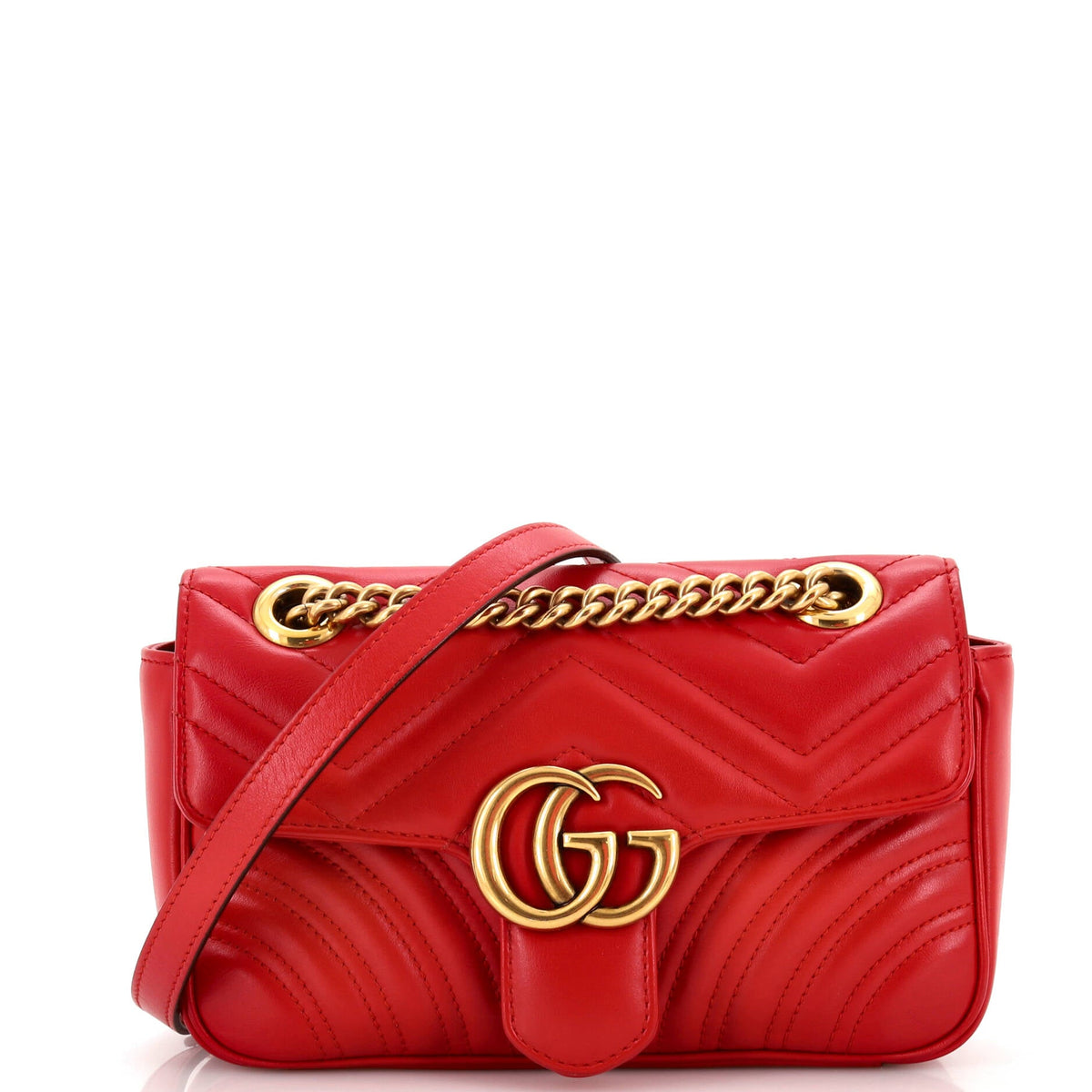 Gucci GUCCI GG Marmont Flap Bag Matelasse Leather Mini