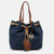 Sac fourre-tout Marina en toile bleu marine/marron avec cordon de serrage