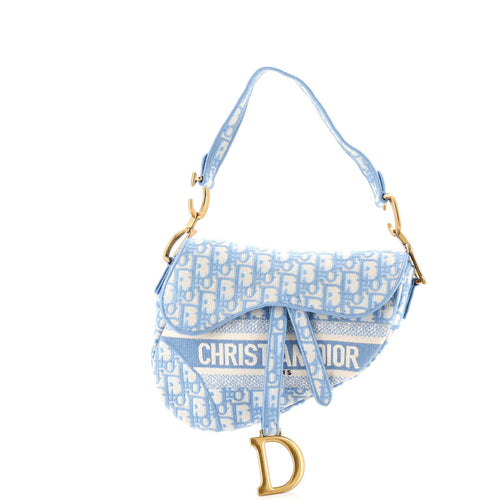 Saddle Handbag Logo Embroidered Oblique Canvas Medium