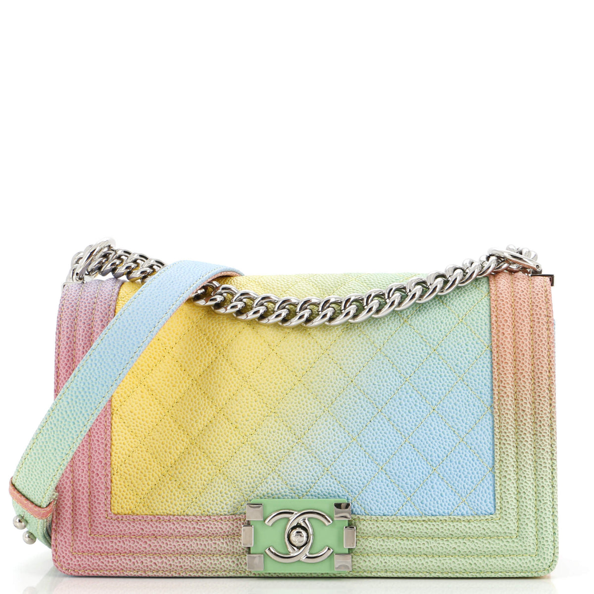 Chanel CHANEL Rainbow Boy Flap Bag Quilted Painted Caviar Old Medium