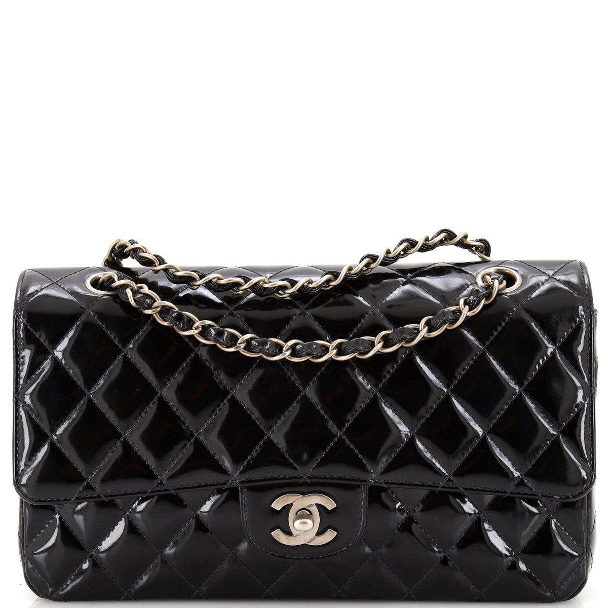 Chanel CHANEL Vintage Classic Double Flap Bag Quilted Patent Medium