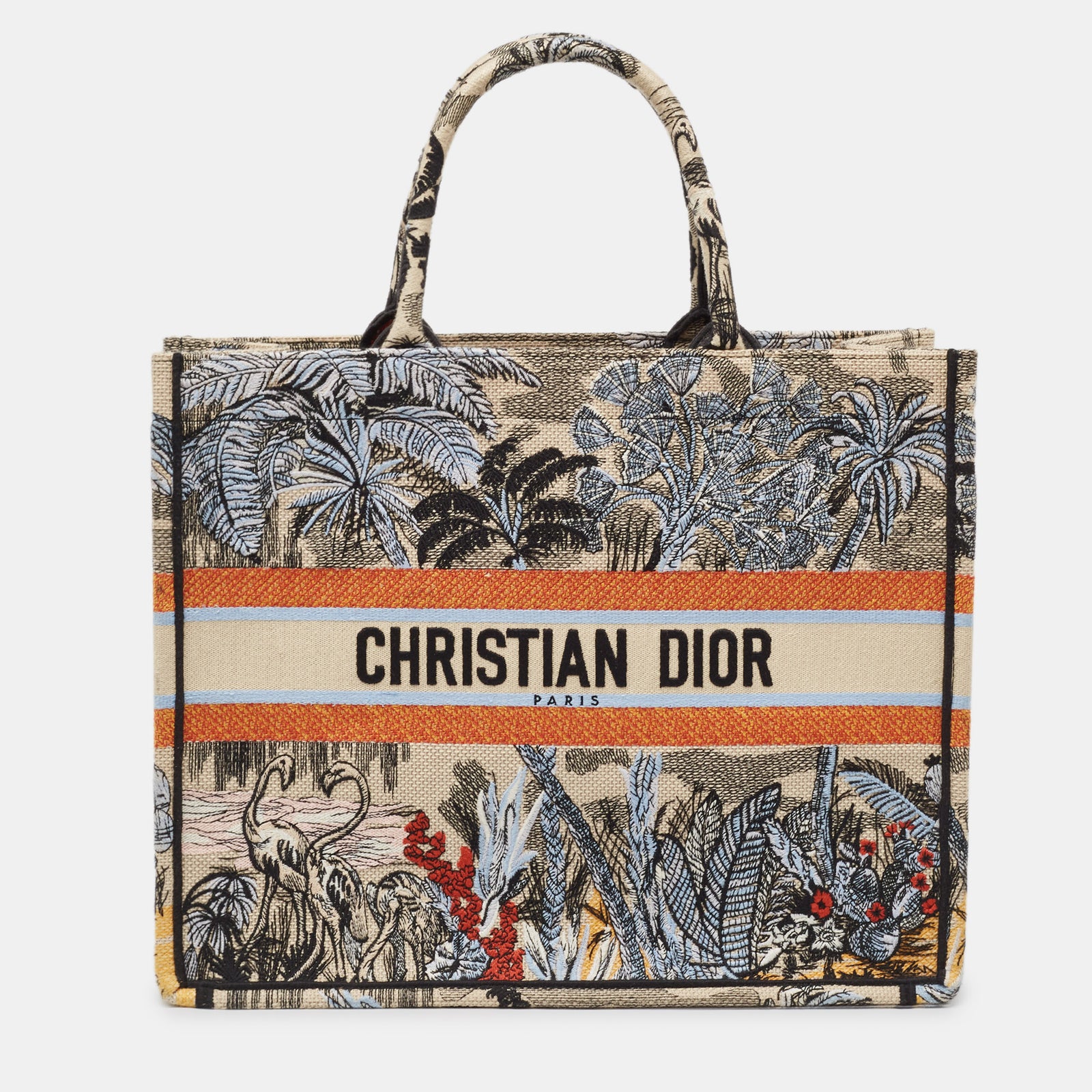 Dior Multicolor Toile De Jouy Tropicalia Embroidered Canvas Large Book Tote