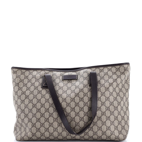 GUCCI Plus Tote GG Coated Canvas with Leather Large