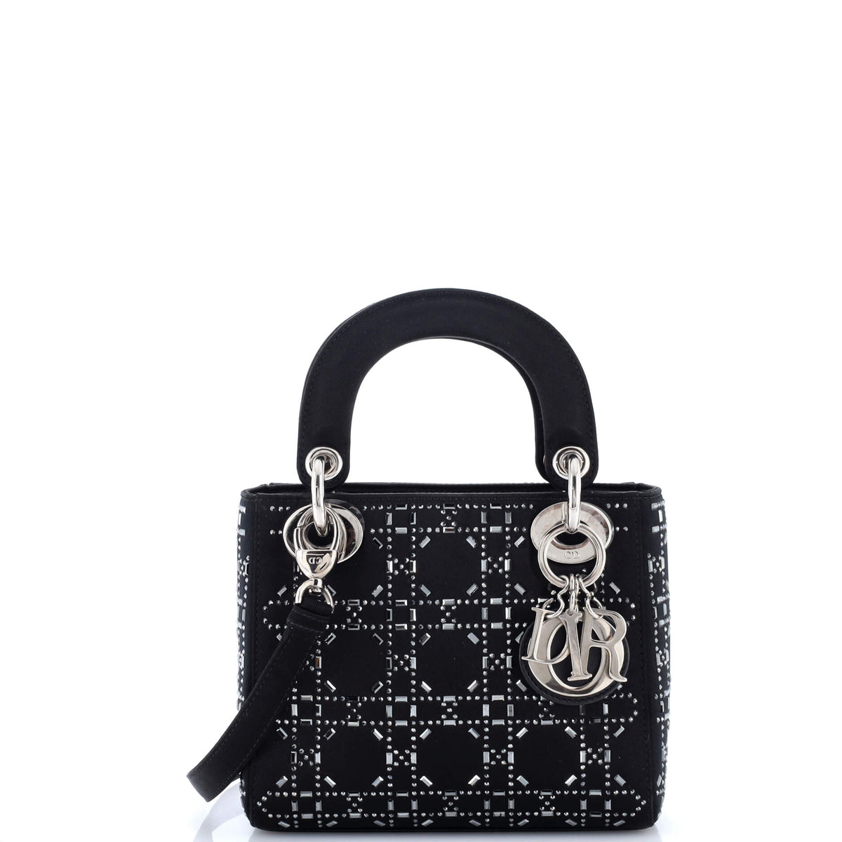 Christian Dior Lady Dior Bag Crystal Embellished Cannage Quilt Satin Mini