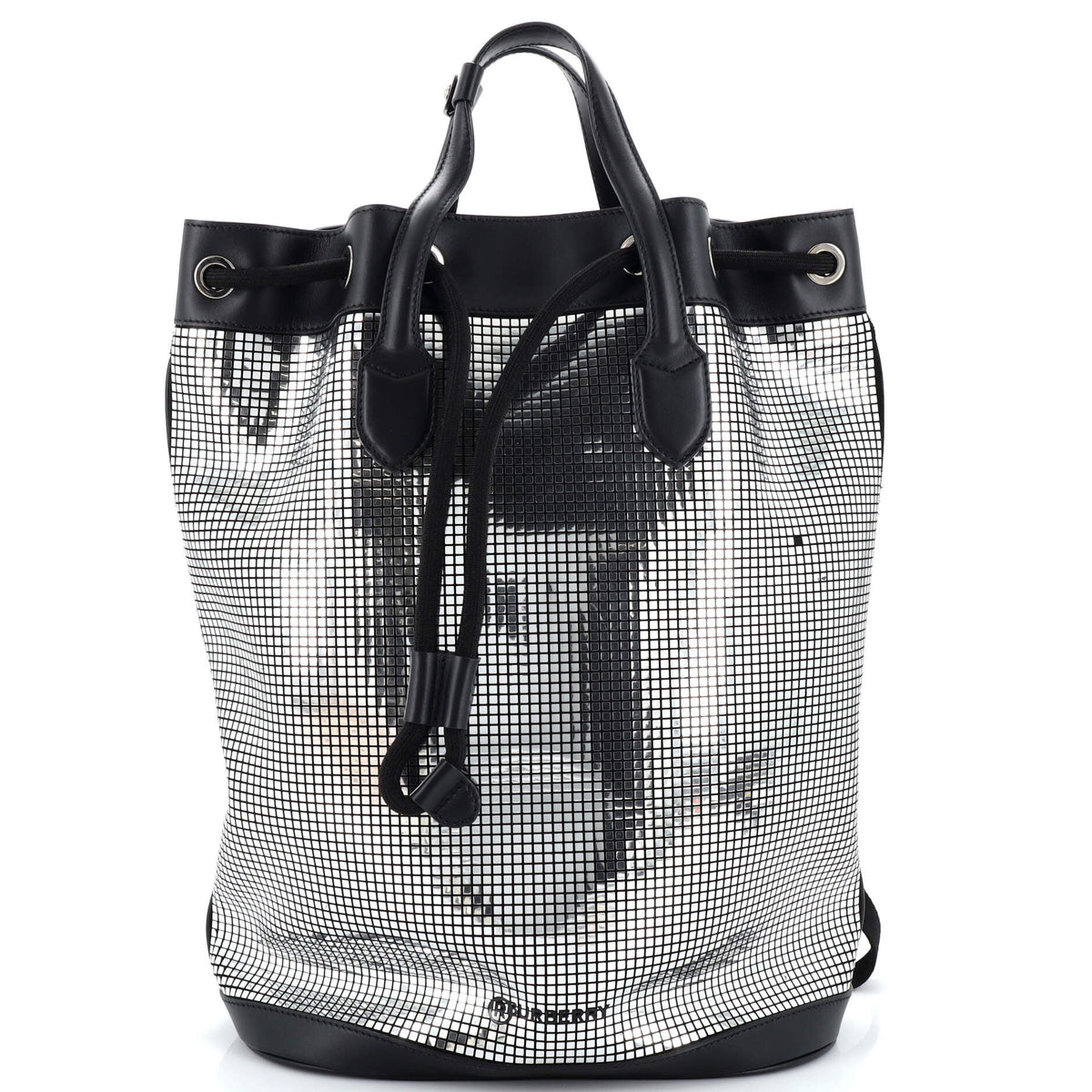 Burberry Drawstring Backpack Mirror Effect Suede and Leather