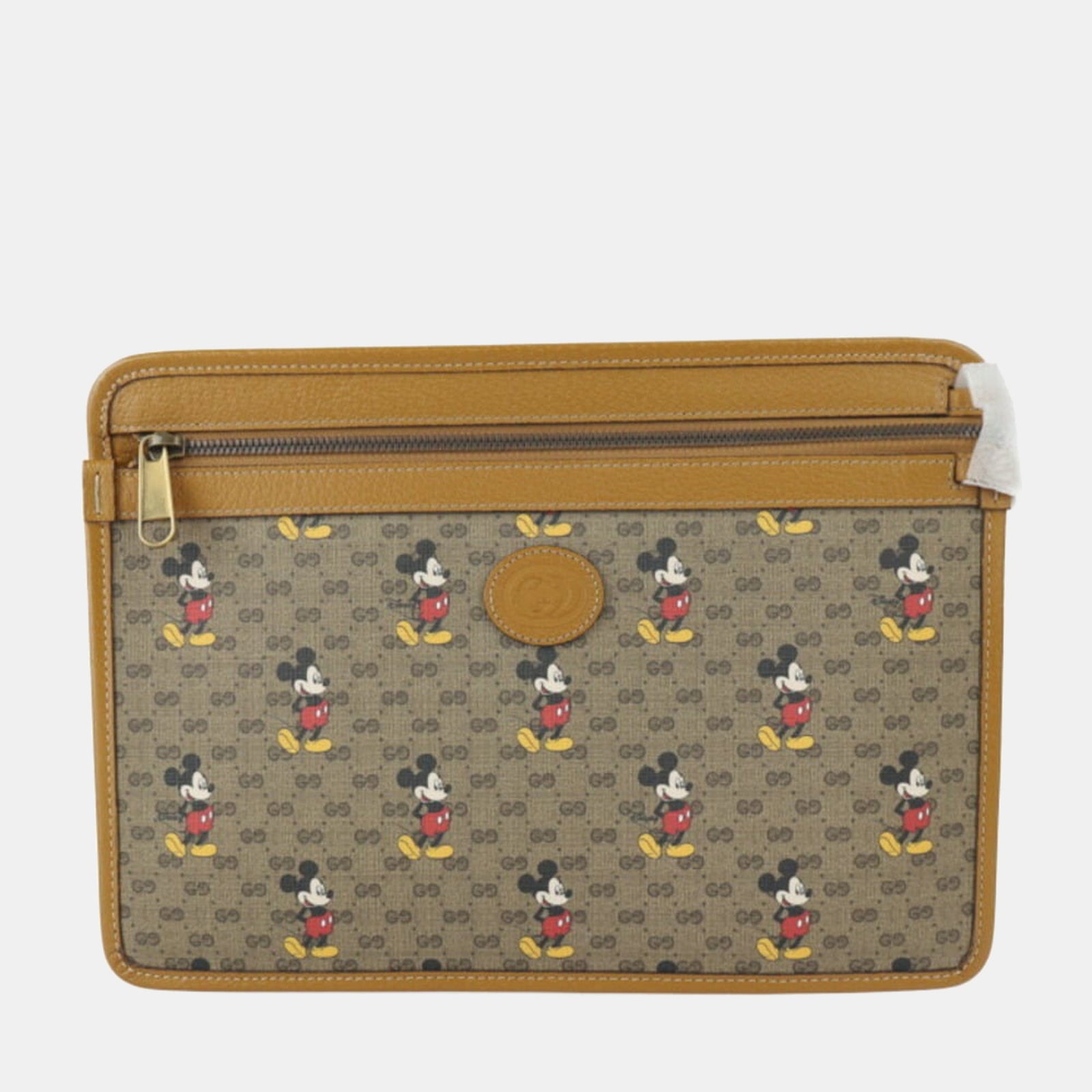 Gucci x Disney Brown GG Canvas and Leather Mickey Mouse Pouch