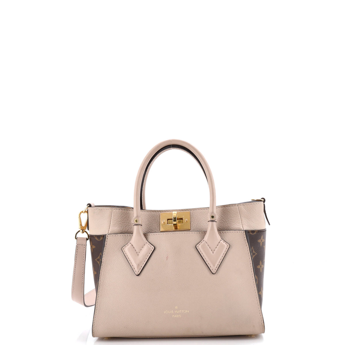Louis Vuitton On My Side Tote Leather with Monogram Canvas PM