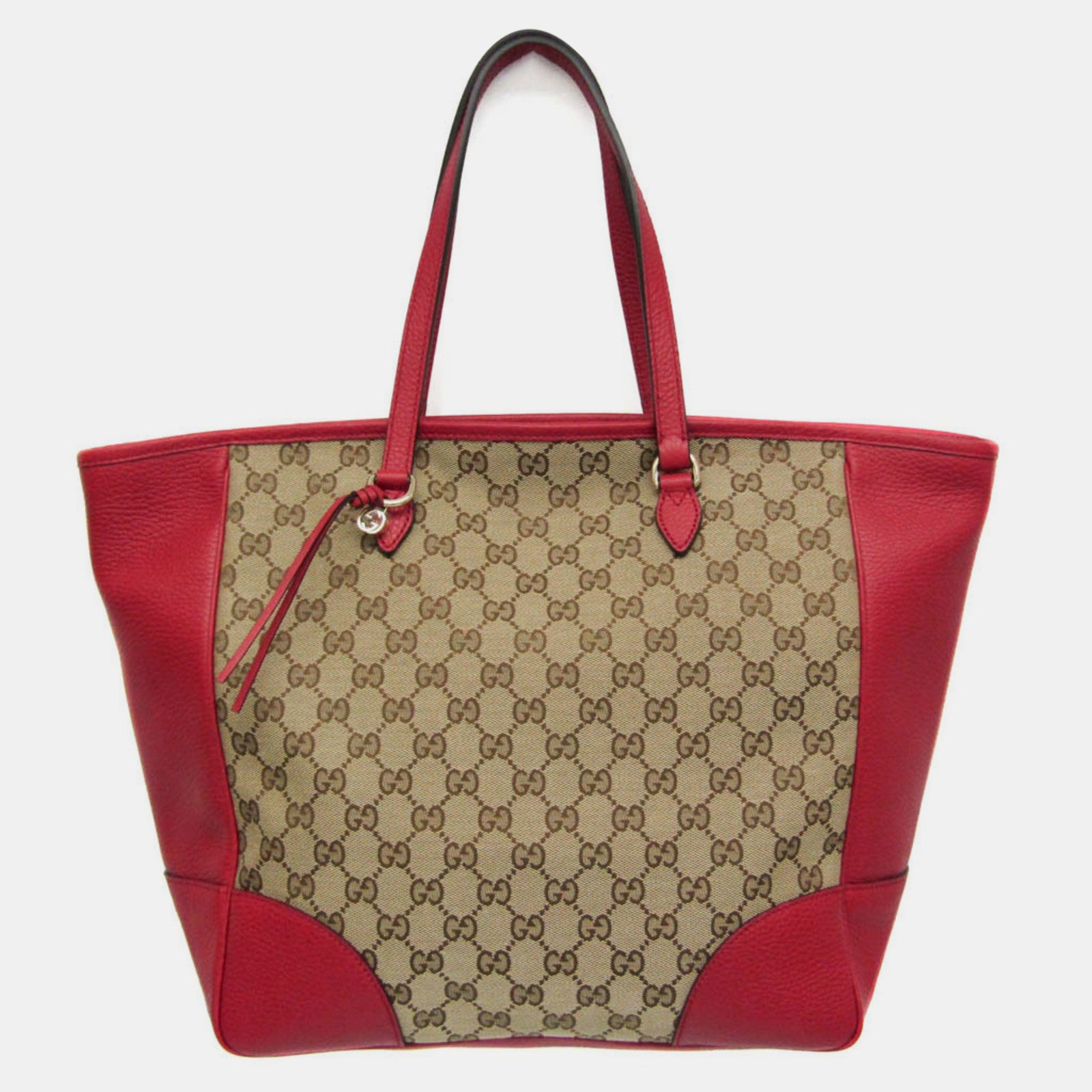 Gucci Red/Beige Leather GG Canvas Medium Bree Tote