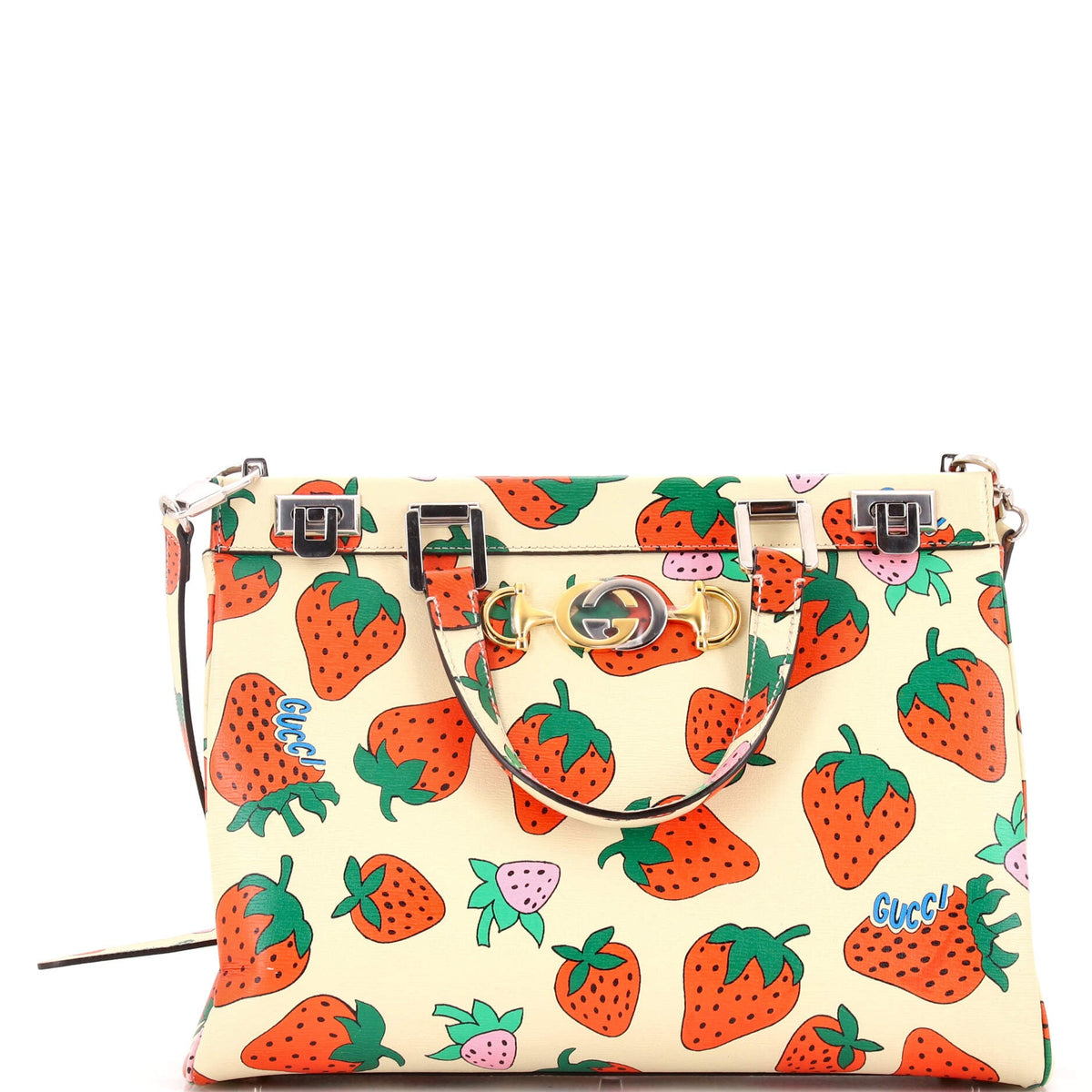Gucci GUCCI Zumi Top Handle Bag Printed Leather Medium