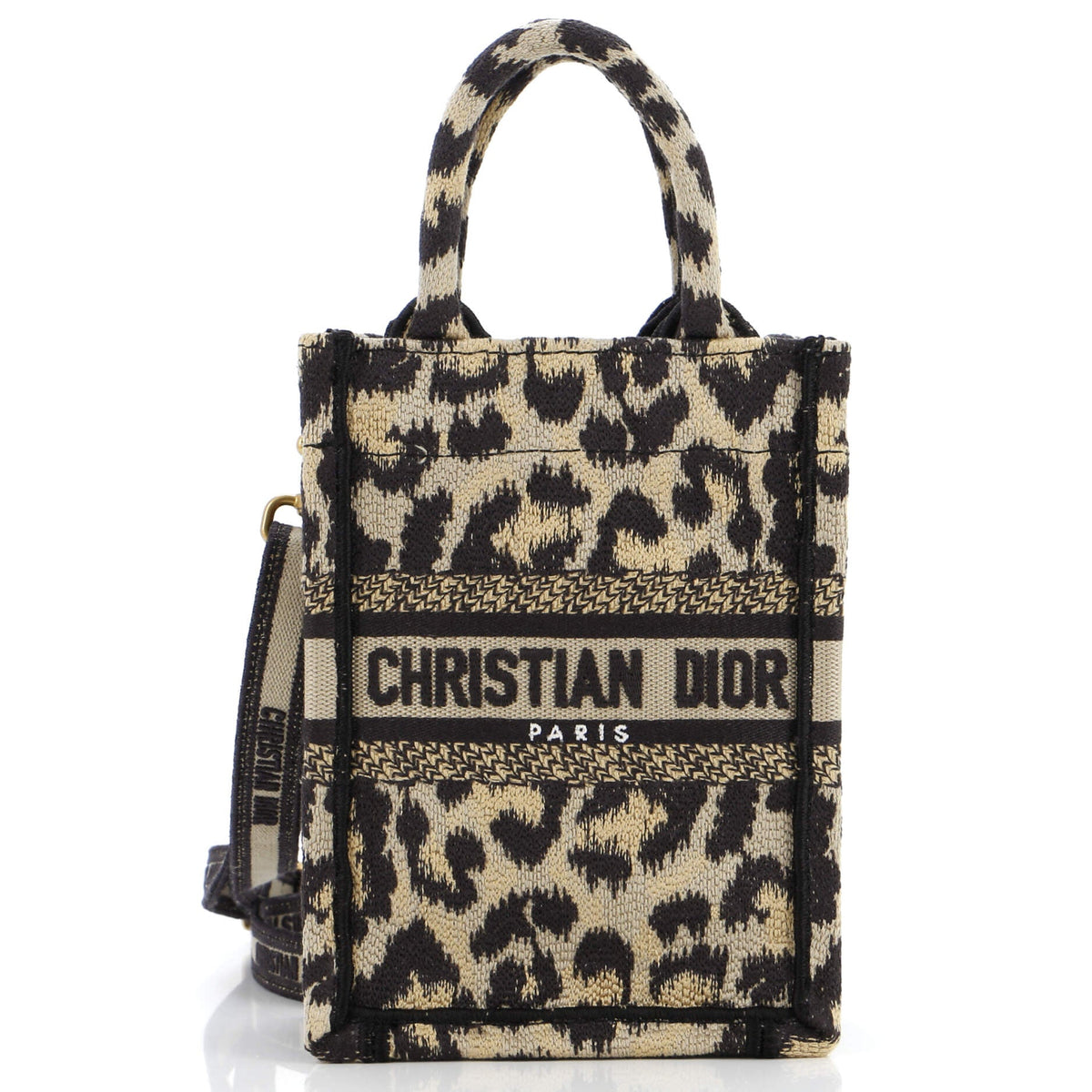 Christian Dior Book Tote Phone Bag Embroidered Canvas Mini