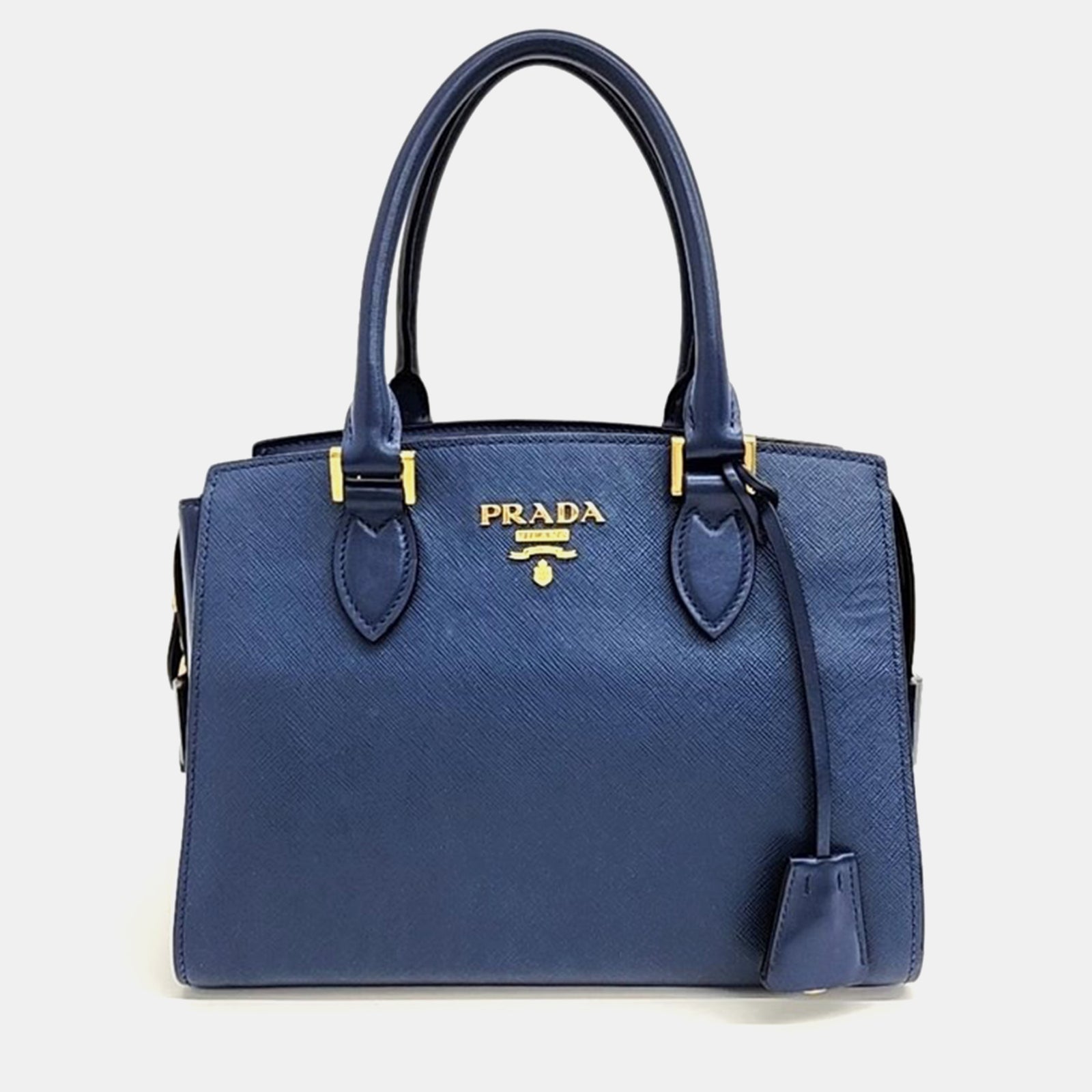 Prada Blue Leather Saffiano Shoulder Bag