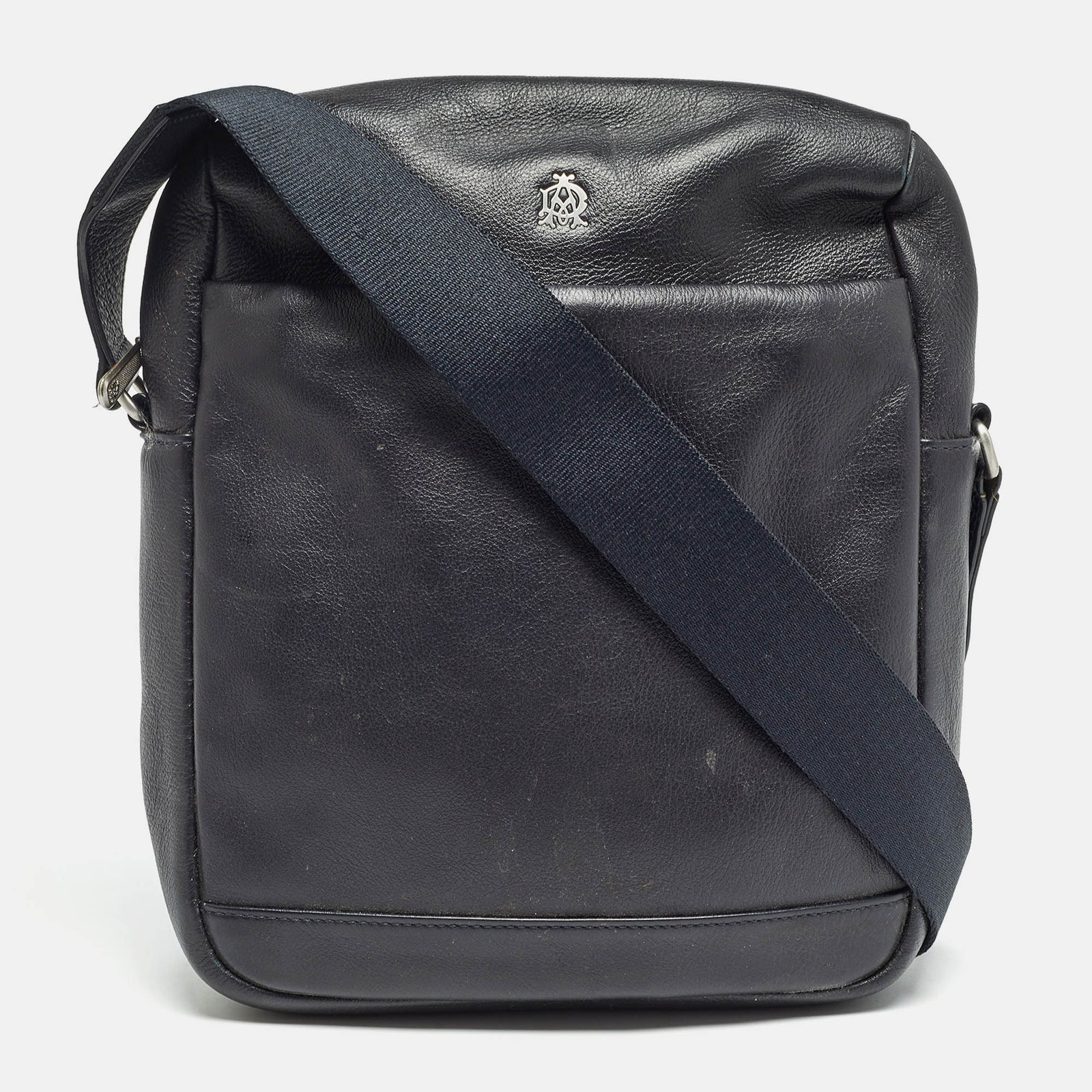 Dunhill Sac messager zippé en cuir noir