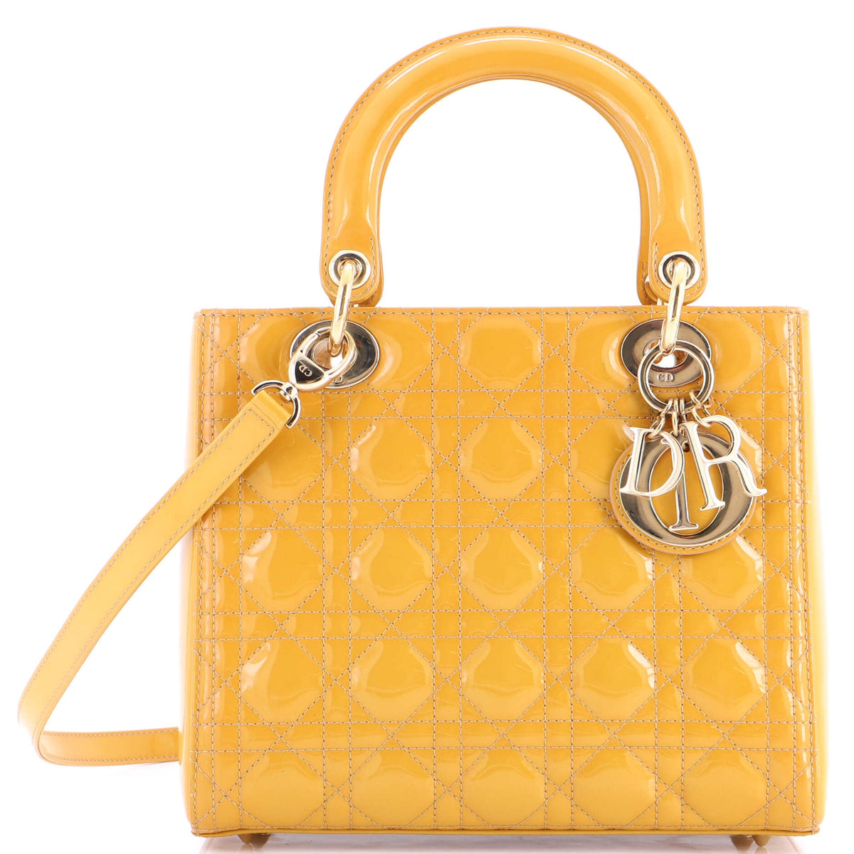 Christian Dior Lady Dior Bag Cannage Quilt Patent Medium