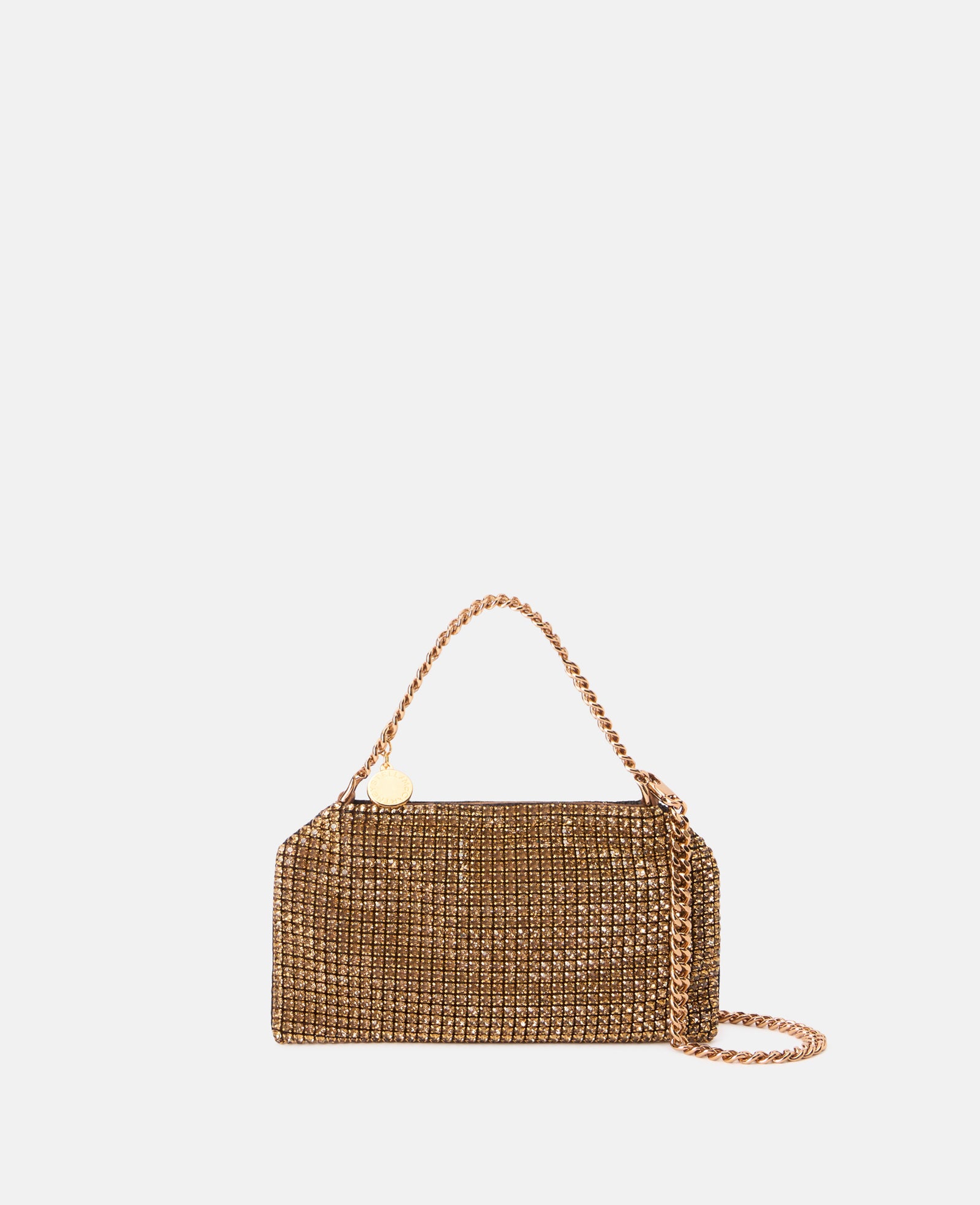 Stella McCartney Sac à bandoulière en maille cristal Falabella, femme, marron métallisé