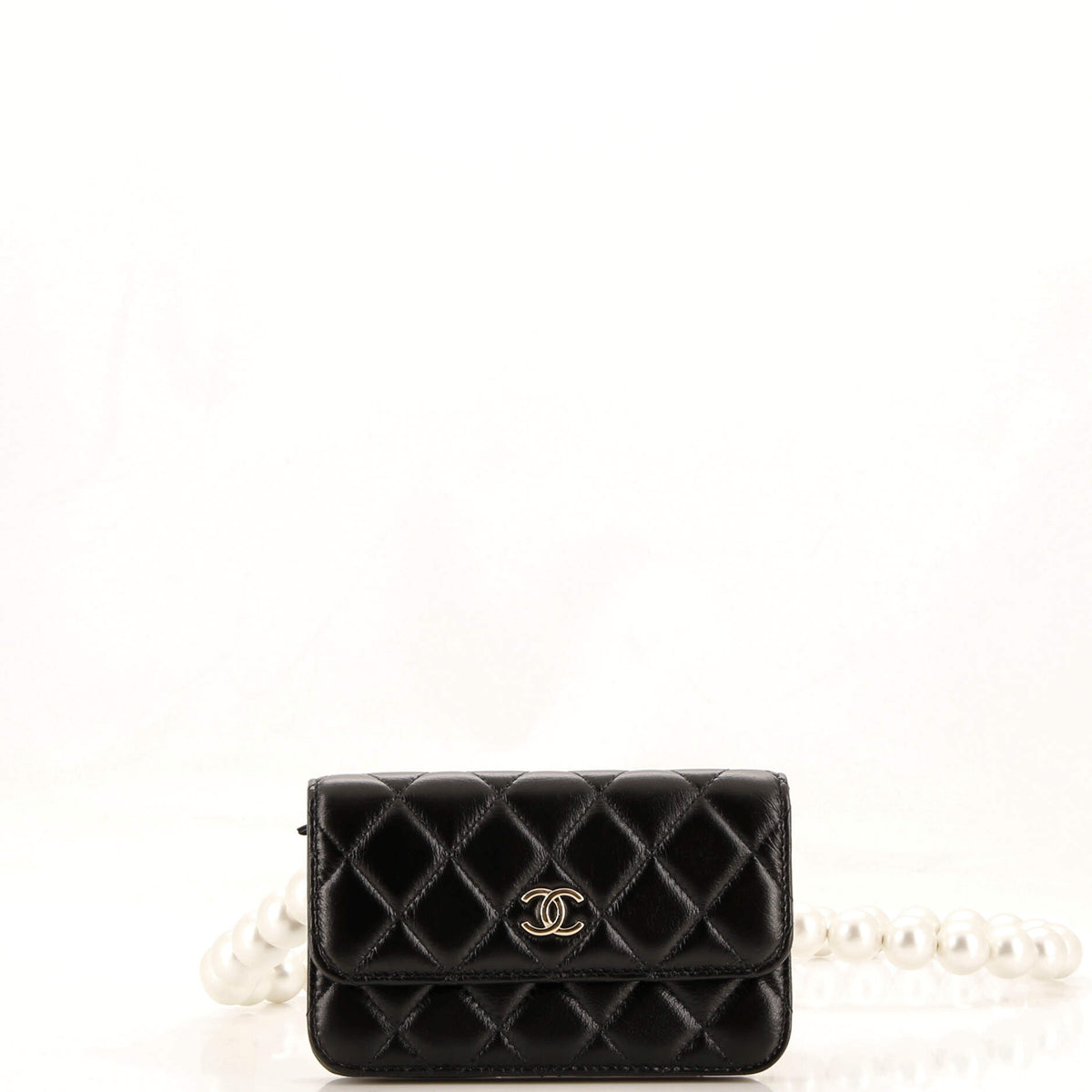 Chanel CHANEL Pearl Strap Clutch with Chain Quilted Calfskin Mini