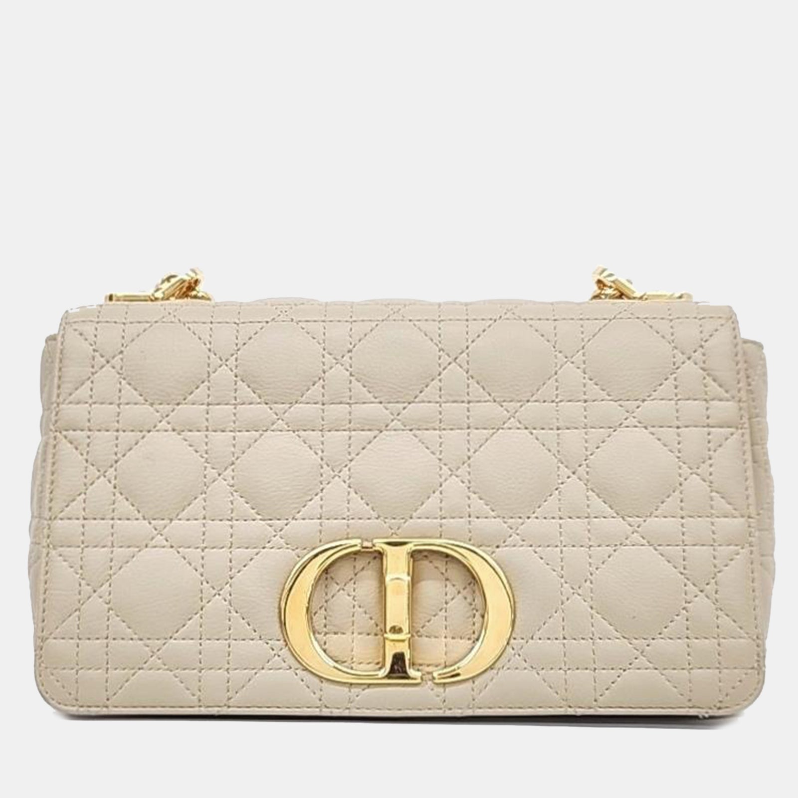 Dior Beige Cannage Leather Medium Caro Shoulder Bag