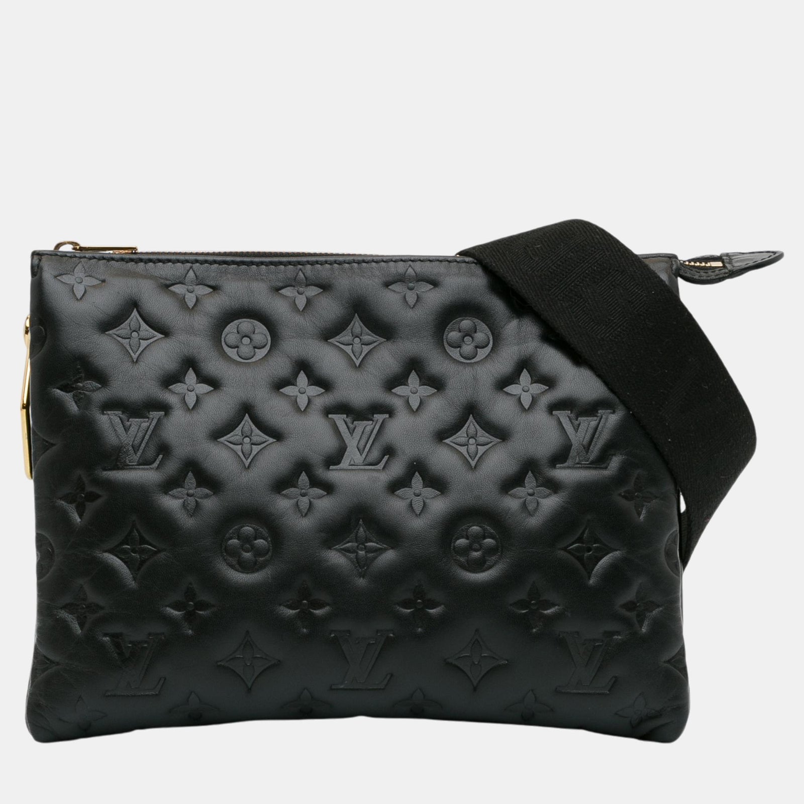 Louis Vuitton Sac à bandoulière Coussin PM en cuir monogrammé noir