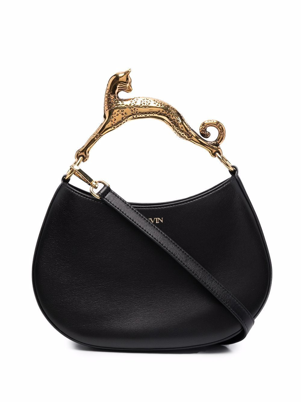 Women's Hobo Bag With Cat Handle in Black | LWBGSHC1NAPAA21