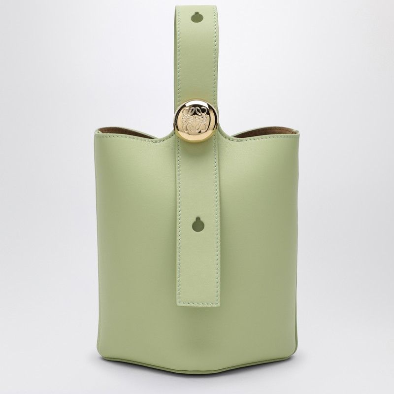 Loewe Women's Light Calfskin Pebble Bucket Small Bag in Green | AANBBBMX01LE