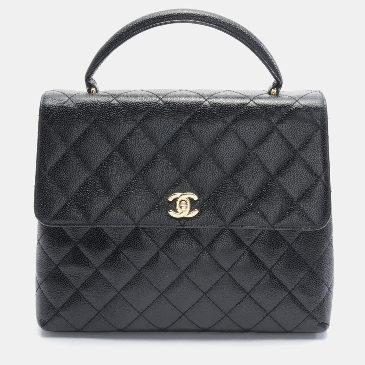 Chanel Black Leather Large Kelly Top Handle Bag