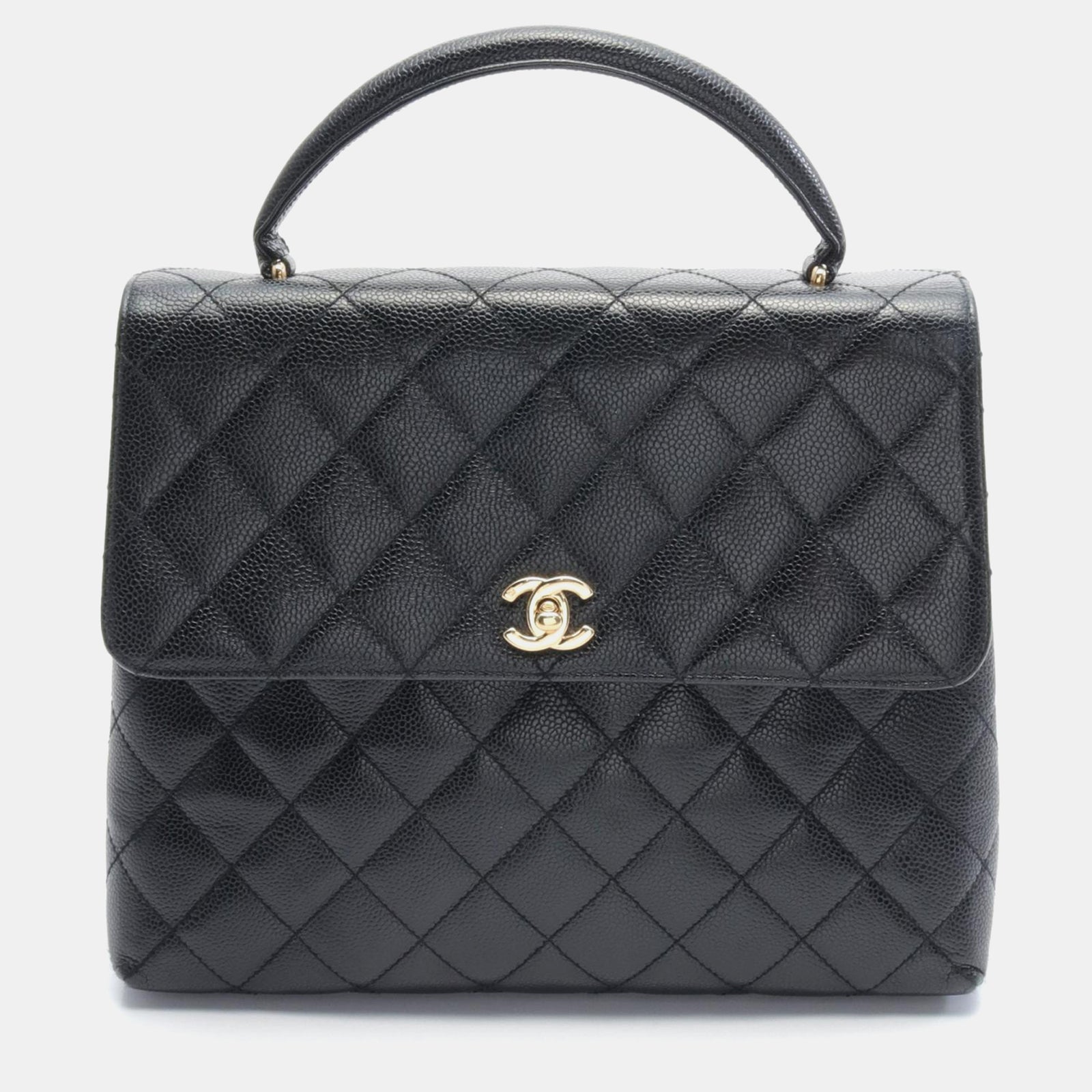 Chanel Große Kelly-Tasche aus schwarzem Leder mit Henkel