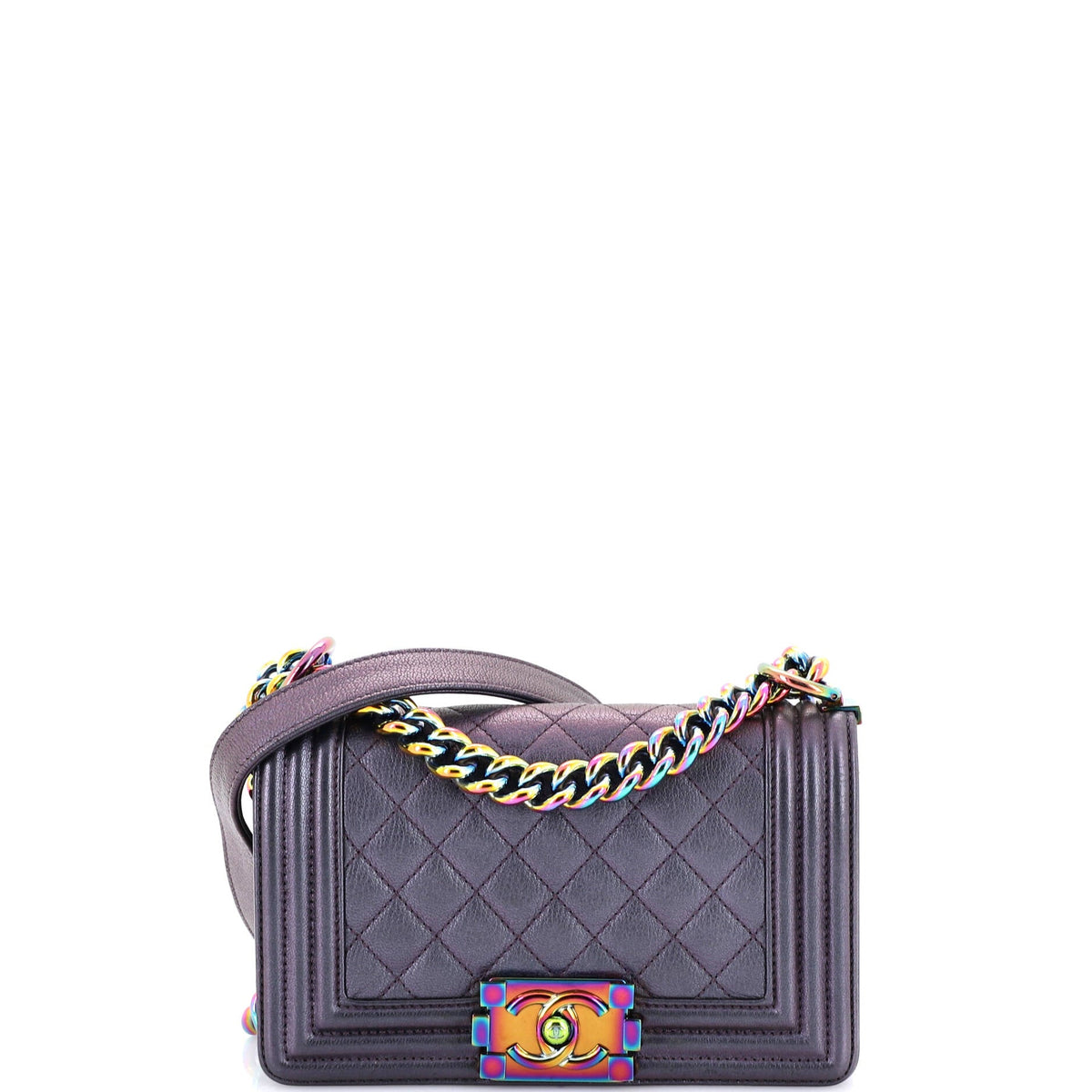 Chanel CHANEL Boy Flap Bag Quilted Iridescent Goatskin Small