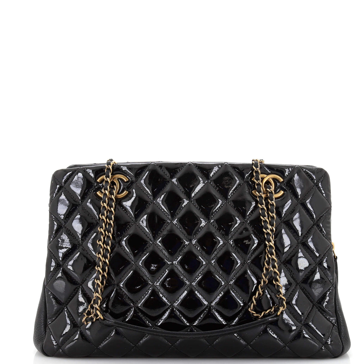 Chanel CHANEL CC Eyelet Tote Quilted Patent Medium