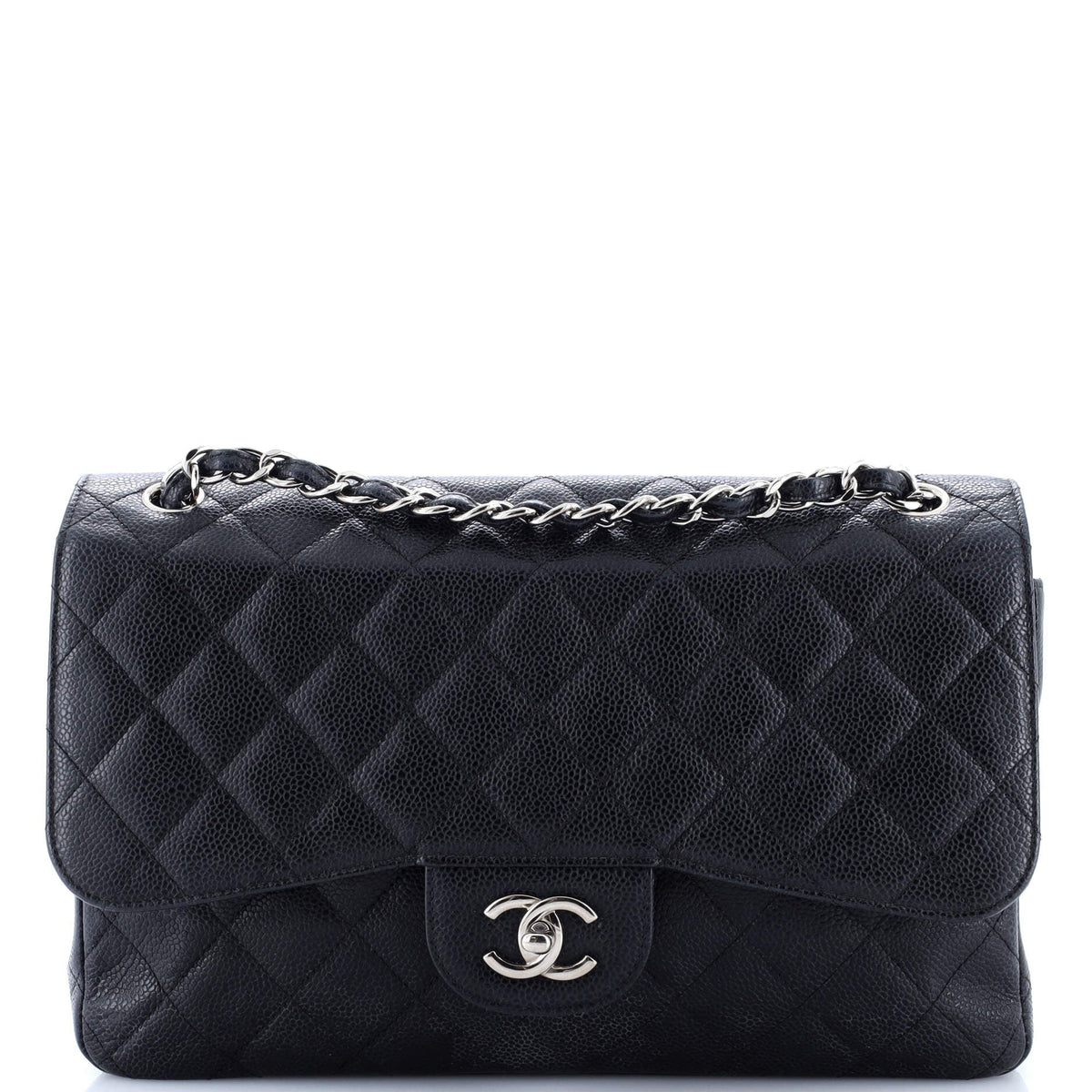Chanel CHANEL Classic Double Flap Bag Quilted Caviar Jumbo