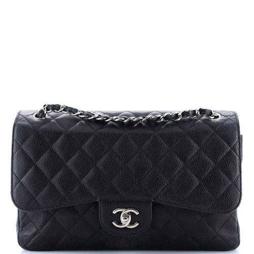 CHANEL Classic Double Flap Bag Quilted Caviar Jumbo