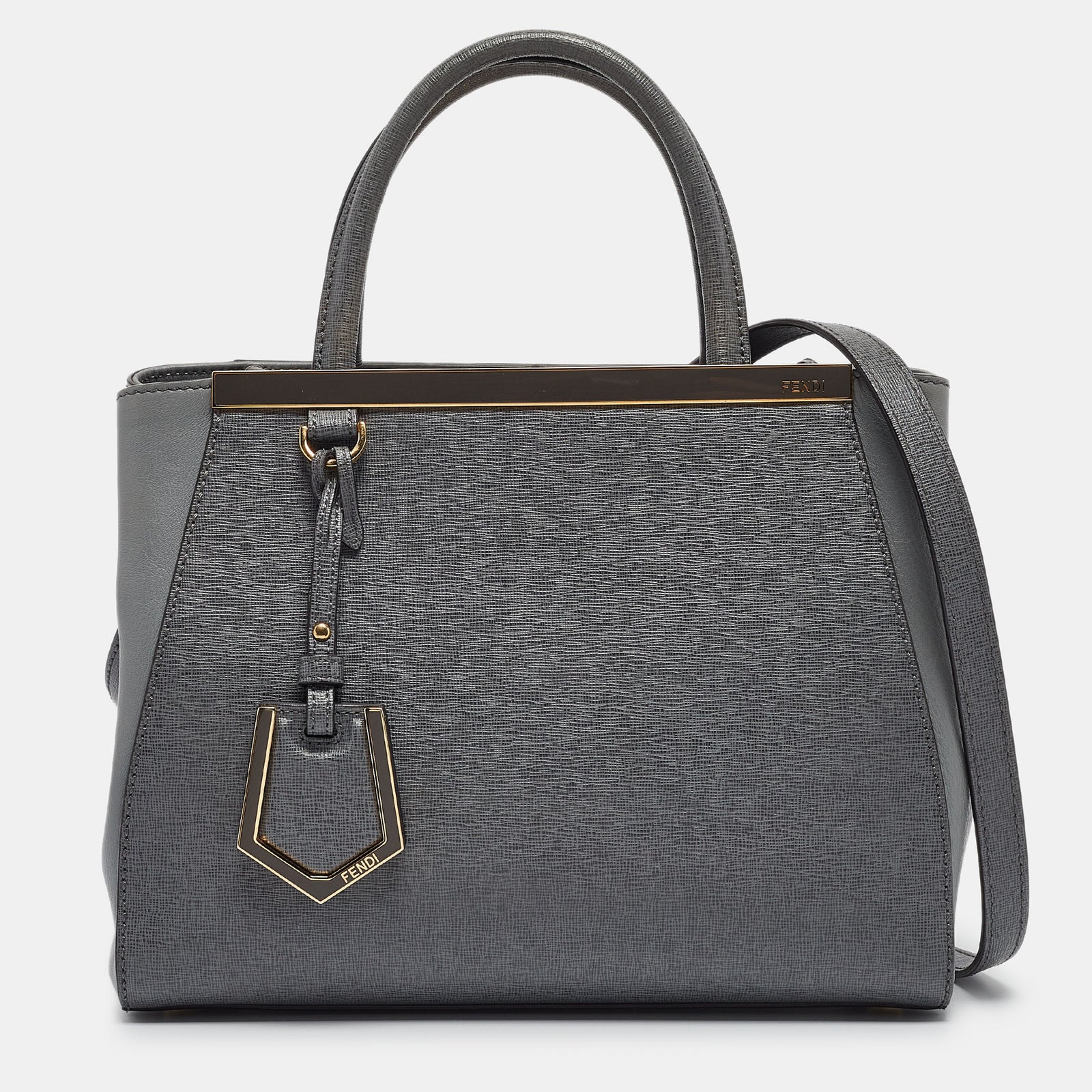 Fendi Grey Leather Mini 2Jours Tote