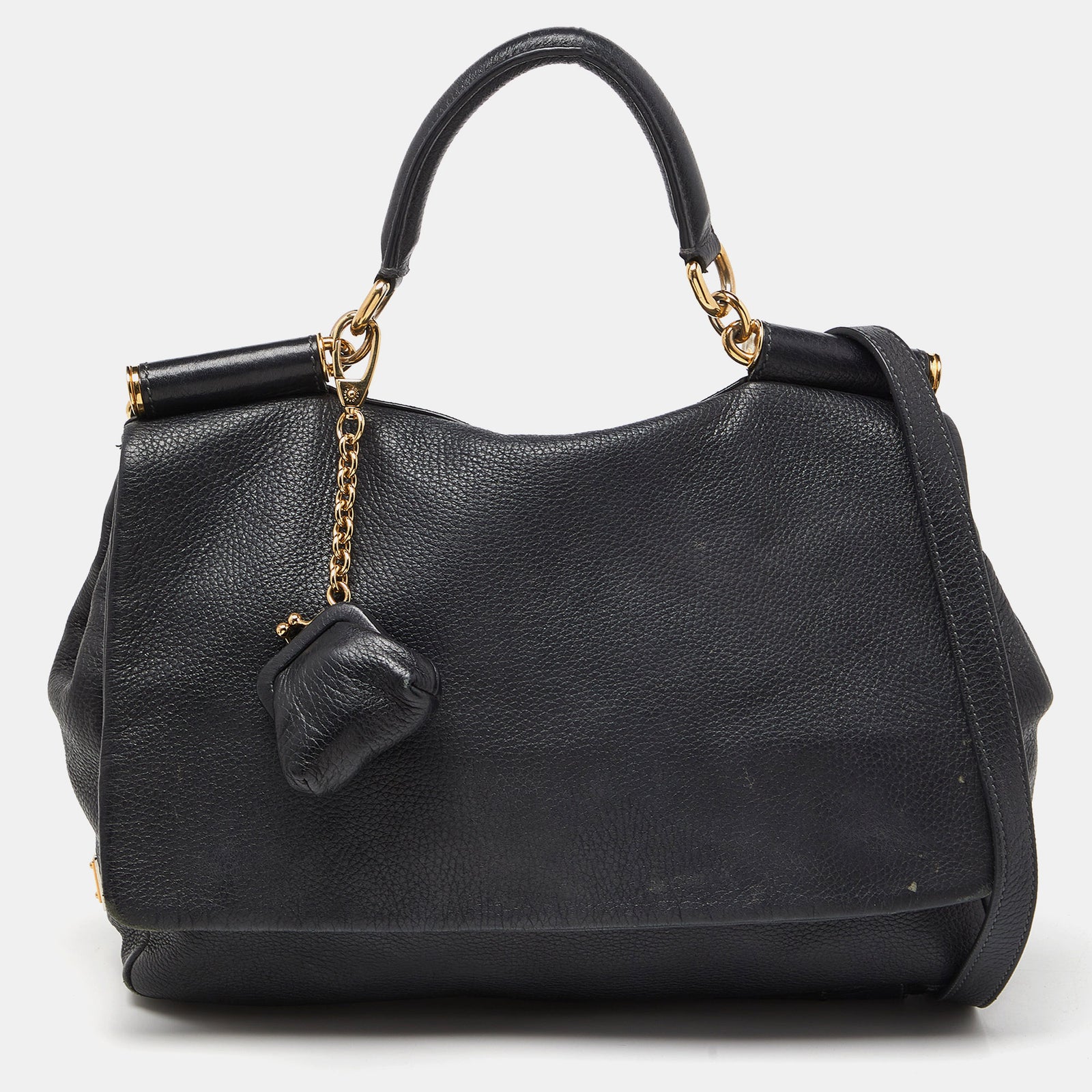 Dolce & Gabbana Black Soft Leather Miss Sicily Top Handle Bag