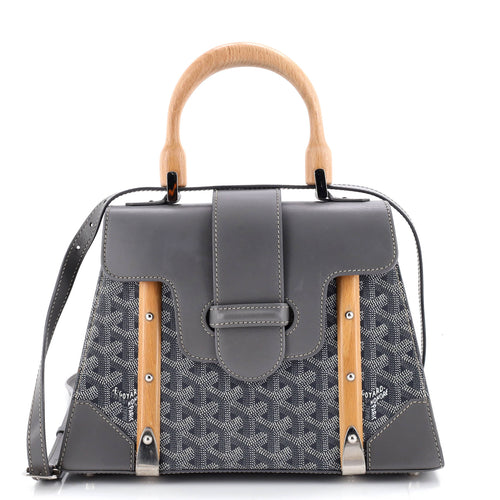 GOYARD Saigon Top Handle Bag Coated Canvas with Leather PM