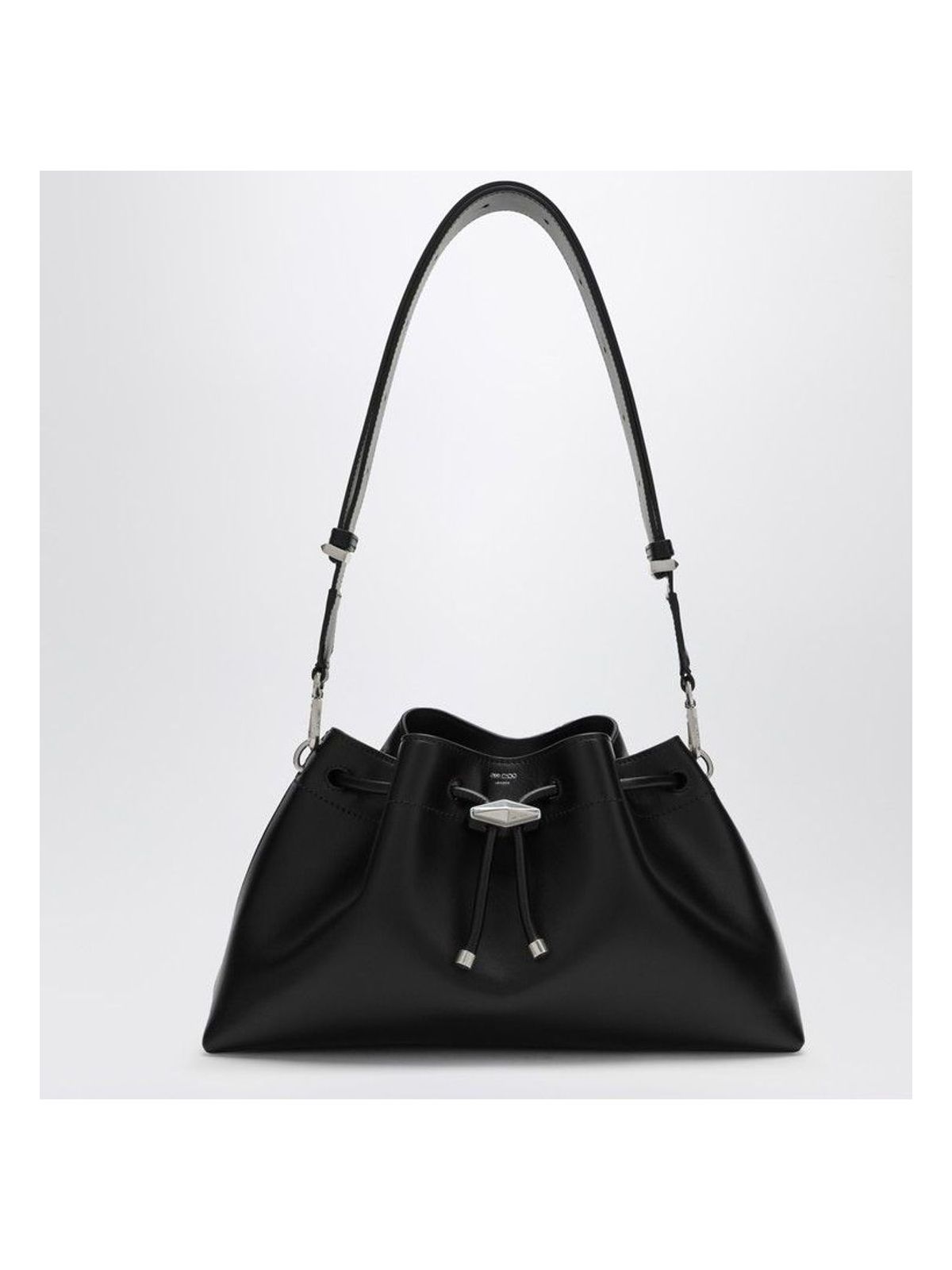 Jimmy Choo Women's Cinch M Leather Bucket Bag in Black | BONBONBCKTEWHUT