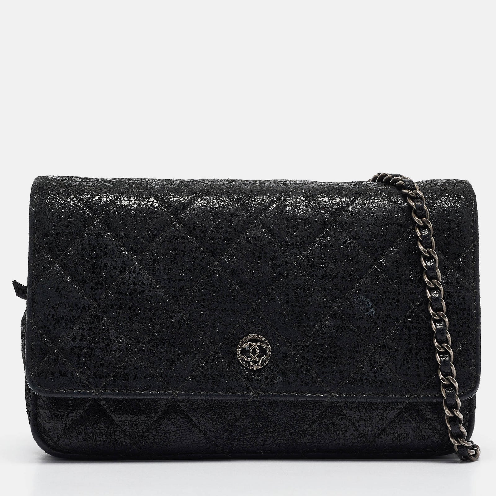 Chanel Black Quilted Shimmering Leather WOC Clutch Bag