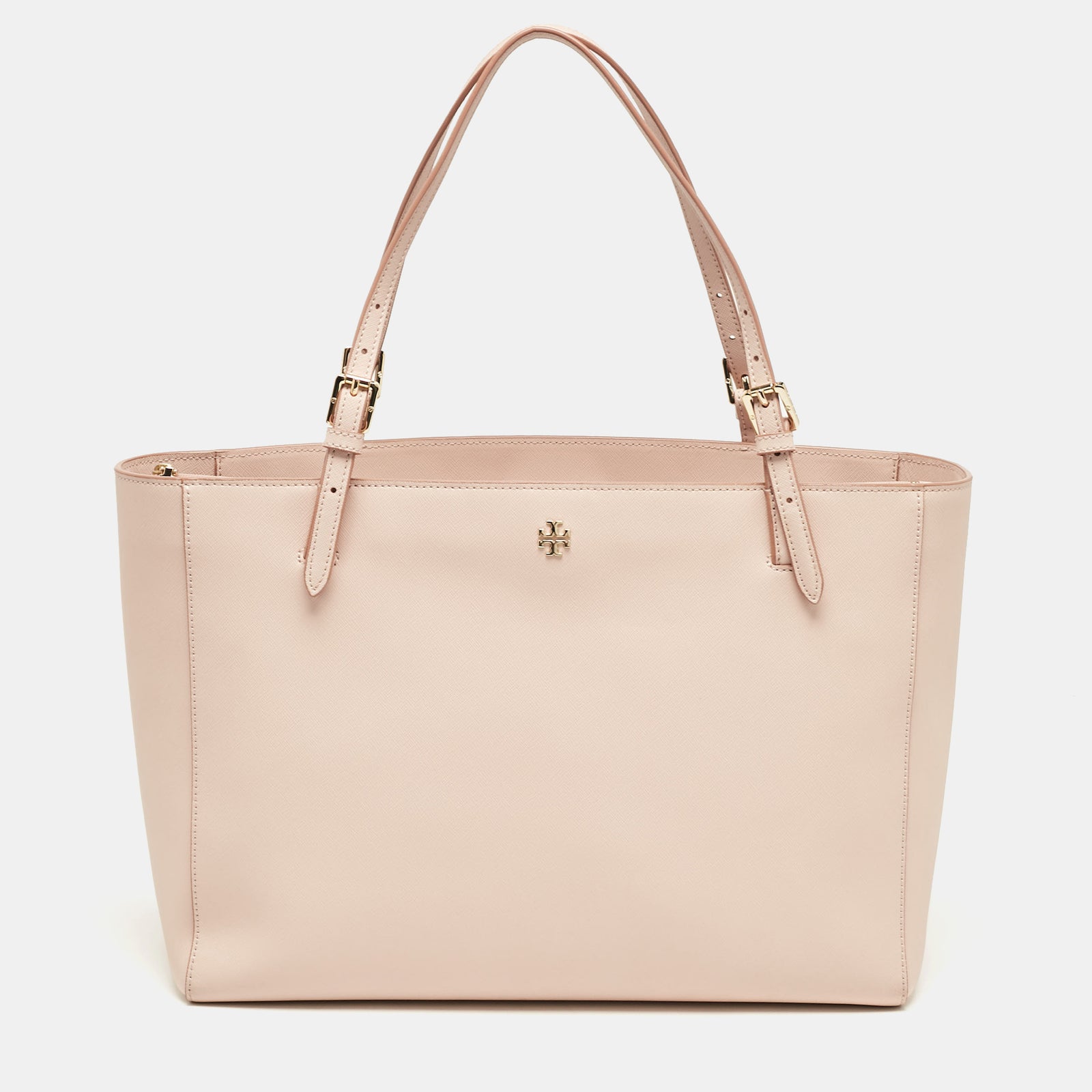 Tory Burch Große Tragetasche „York“ aus rosa Leder mit Schnalle