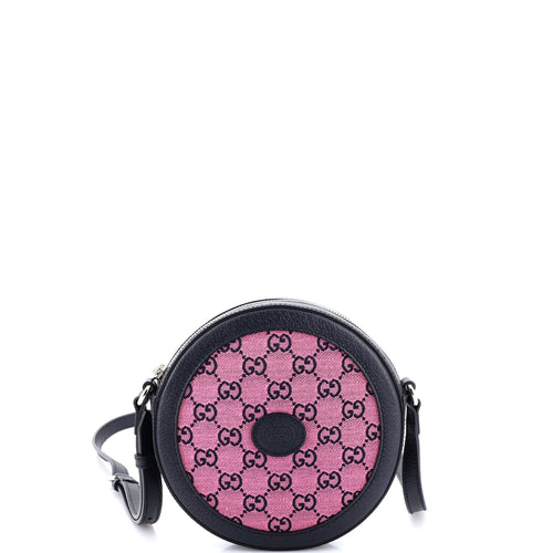 GUCCI Interlocking G Patch Round Shoulder Bag Multicolor GG Canvas
