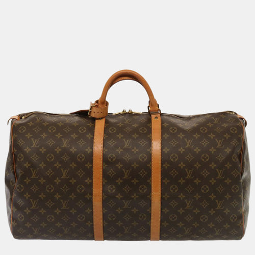 Brown Canvas Keepall 60 travel bag