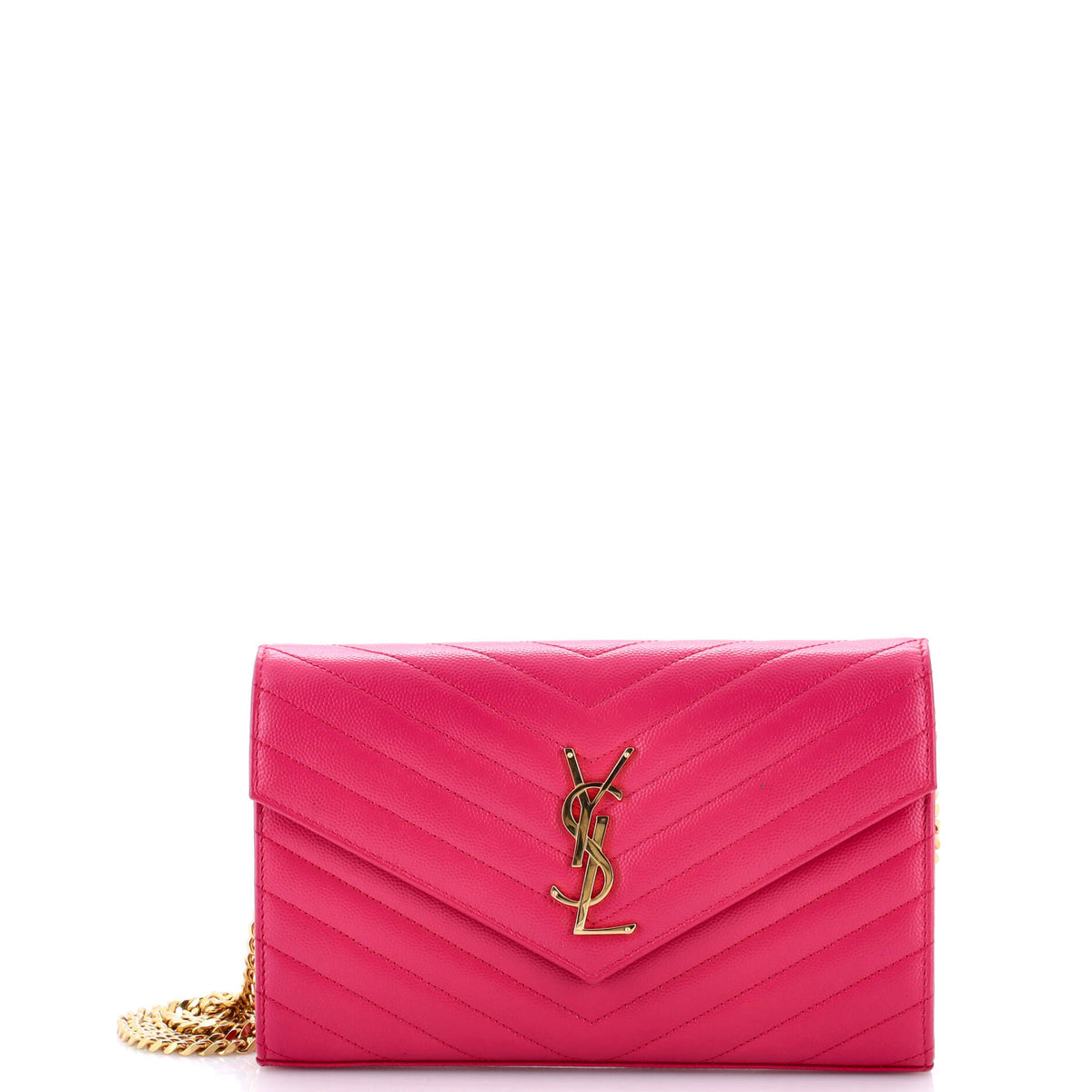 Saint Laurent Classic Monogram Wallet on Chain Matelasse Chevron Leather Medium