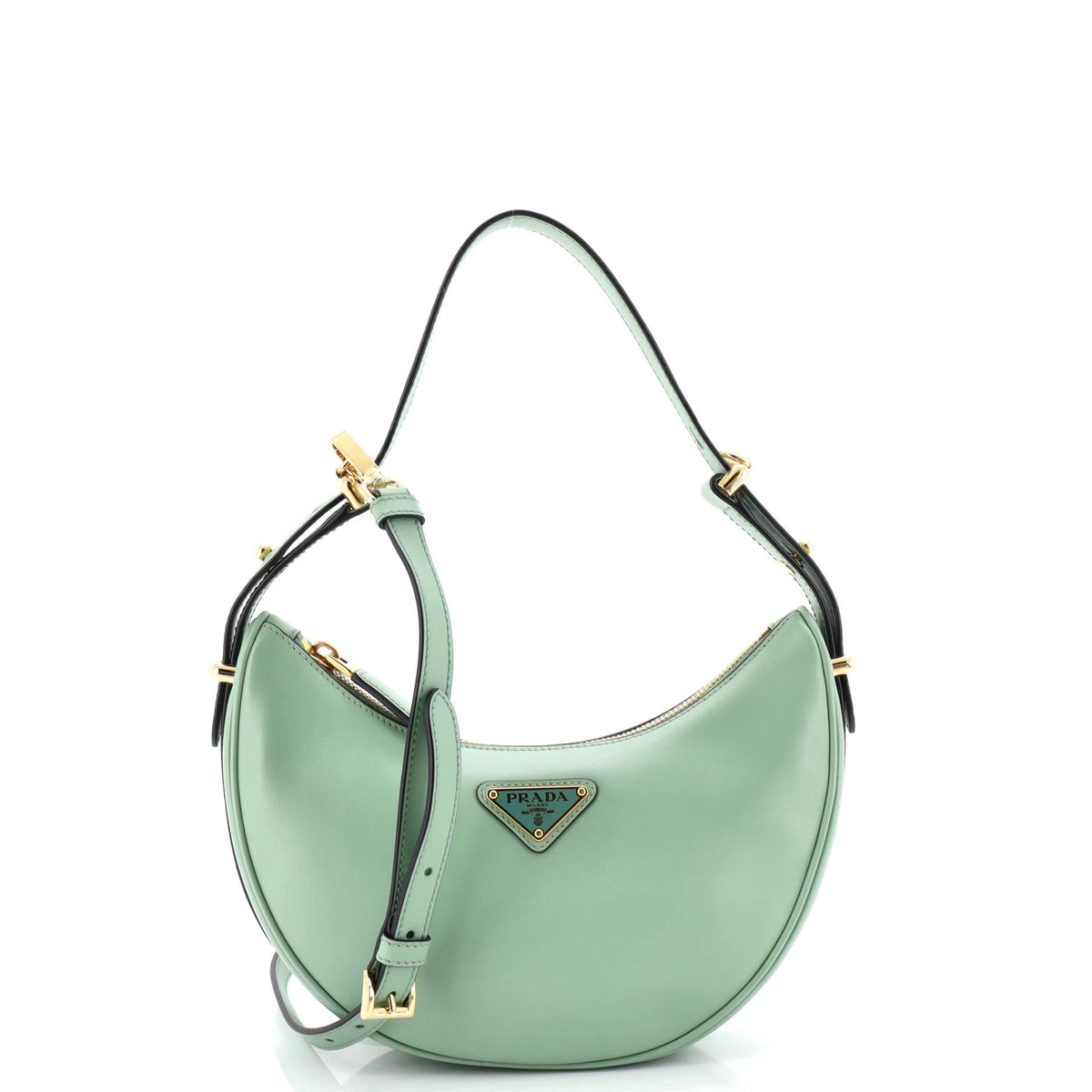 Prada PRADA Arque Half Moon Hobo Leather Small