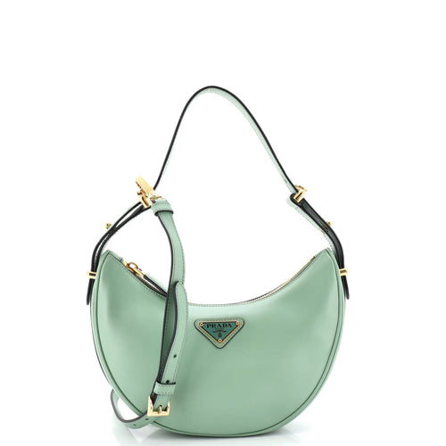 PRADA Arque Half Moon Hobo Leather Small