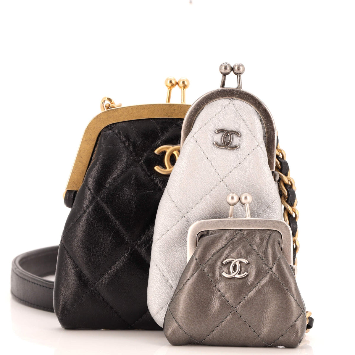 Chanel CHANEL Multi Clutch with Chain Quilted Leather